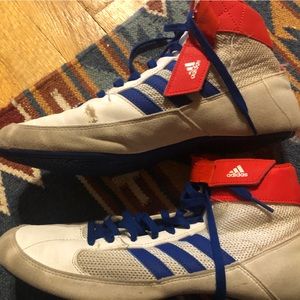 adidas Men's HVC Wrestling Shoe, White/Royal/Red